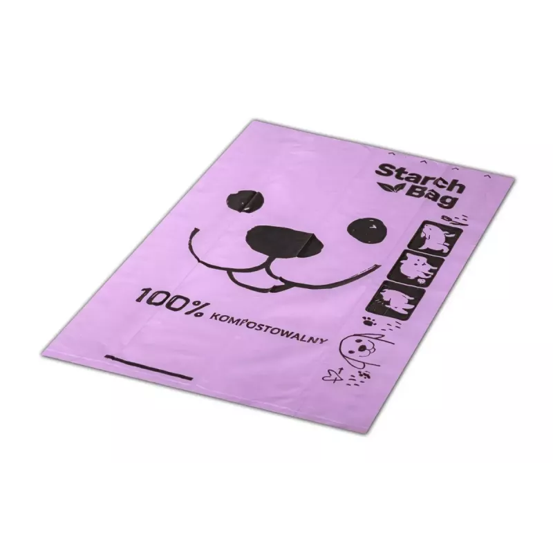 Compostable poop bags Starch Bag STARCHBAG BIO lilac, vegetable fibers, 8 × 15 pcs