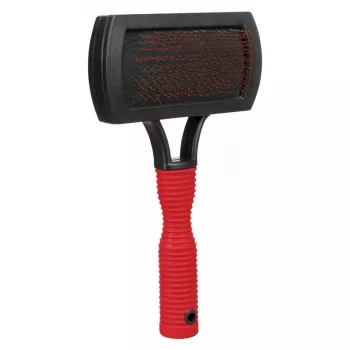 Brush Trixie 2301 rubber grooming brush for cats and dogs, ergonomic anti-slip handle, red/black
