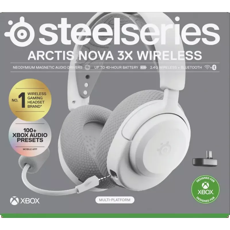 Headset STEELSERIES Arctis Nova 3X Wireless — binaural over-ear headset, Bluetooth 5.3, 2.4 GHz RF, 40 h battery, USB-C