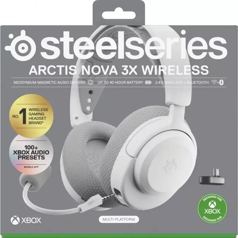 Headset STEELSERIES Arctis Nova 3X Wireless — binaural over-ear headset, Bluetooth 5.3, 2.4 GHz RF, 40 h battery, USB-C
