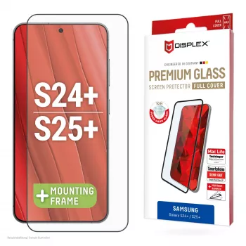 Displex Full Cover Screen Protector (10H) for Samsung Galaxy S24+/S25+, Eco Mounting Frame, Full Cover