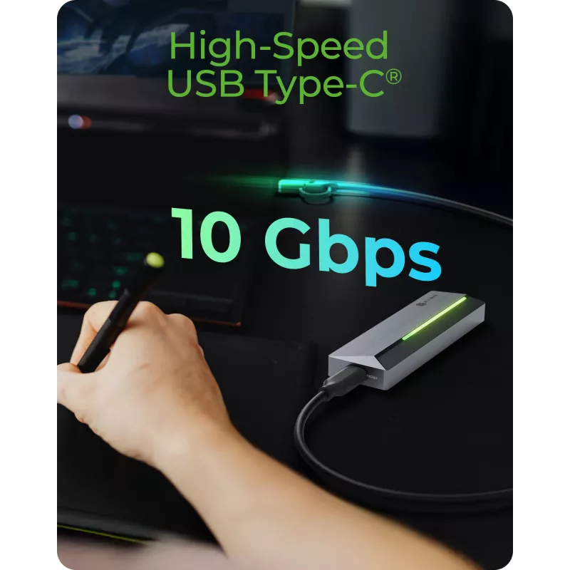 ICY BOX M.2 SATA/NVMe SSD Enclosure with USB 3.2 Gen 2 Type-C and RGB light