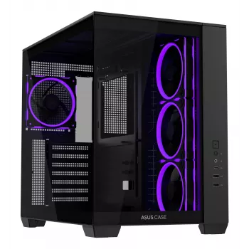 PC case ASUS A32 PLUS ATX, black — tempered glass, RGB fans, USB-C, supports ATX/Micro-ATX/Mini-ITX