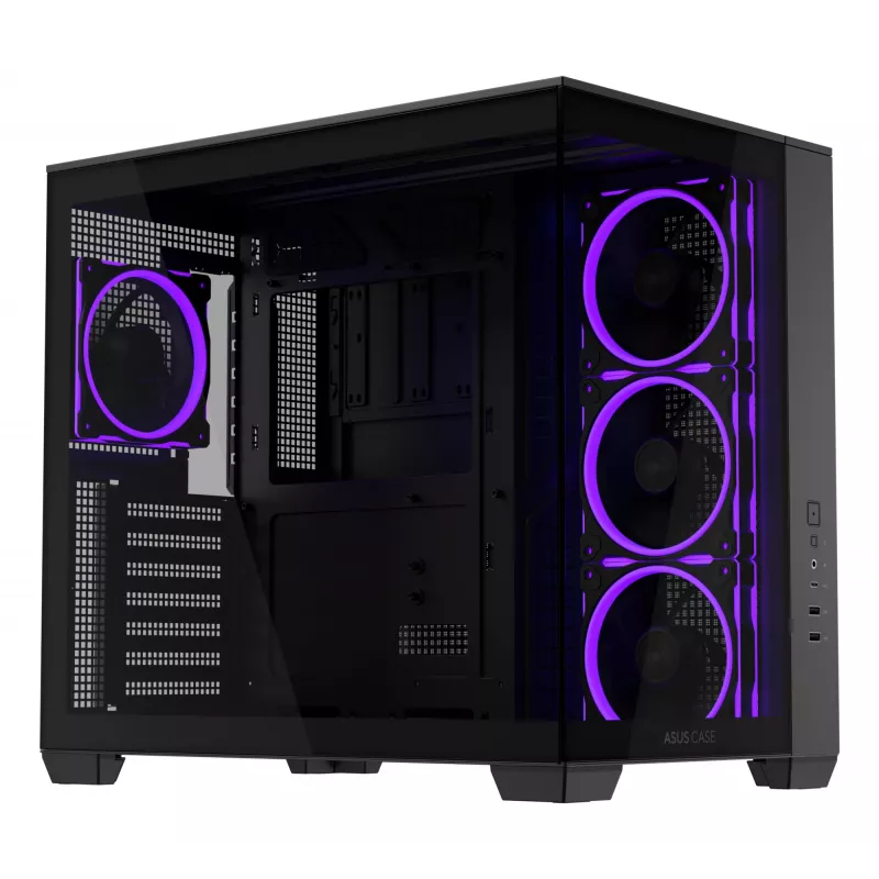 PC case ASUS A32 PLUS ATX, black — tempered glass, RGB fans, USB-C, supports ATX/Micro-ATX/Mini-ITX