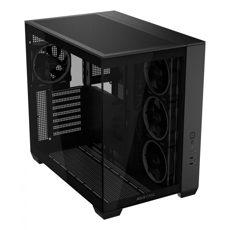 PC case ASUS A32 PLUS ATX, black — tempered glass, RGB fans, USB-C, supports ATX/Micro-ATX/Mini-ITX