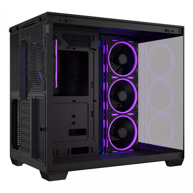 PC case ASUS A32 PLUS ATX, black — tempered glass, RGB fans, USB-C, supports ATX/Micro-ATX/Mini-ITX