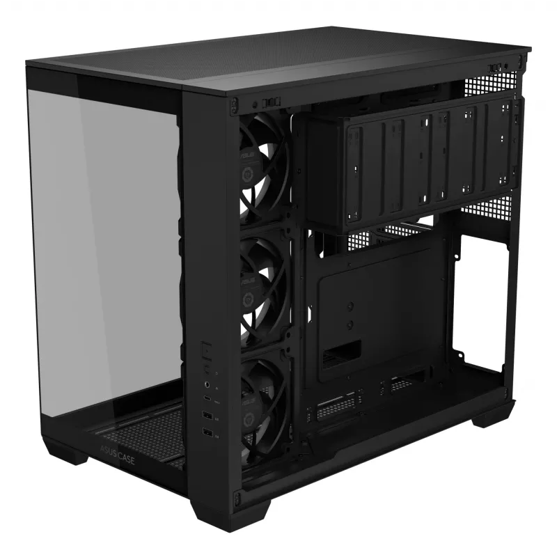 PC case ASUS A32 PLUS ATX, black — tempered glass, RGB fans, USB-C, supports ATX/Micro-ATX/Mini-ITX