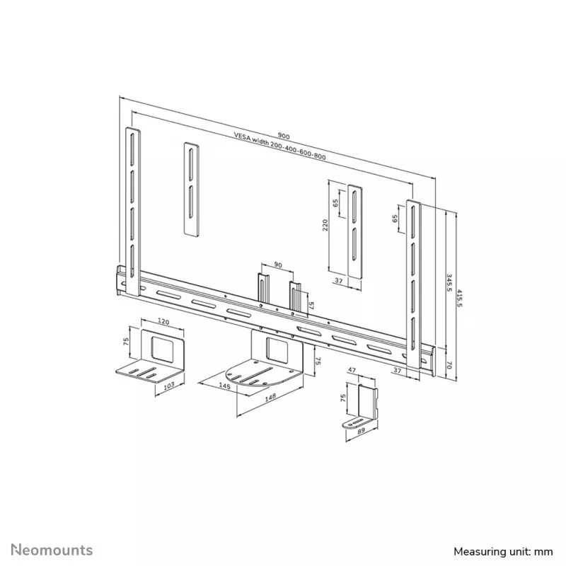 Neomounts AV50-500BL PTZ/UC camera shelf kit 43-110 inch - VESA - max 5 kg - universal