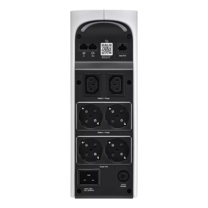 APC Back-UPS Pro, 2200VA/1320W, Tower, 230V, 4x Schuko and 2x IEC C13 outlets, RGB Lights, Pure Sine Wave, Arctic (White)
