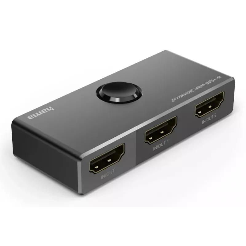 HAMA 8K HDMI bidirectional switch — 1 In 2 Out / 2 In 1 Out, model 00205324