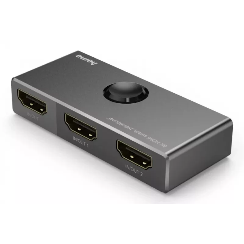 HAMA 8K HDMI bidirectional switch — 1 In 2 Out / 2 In 1 Out, model 00205324