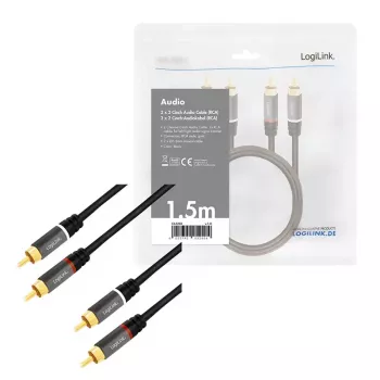 Audio Cable LogiLink CA1203 1.5m 2xRCA Black