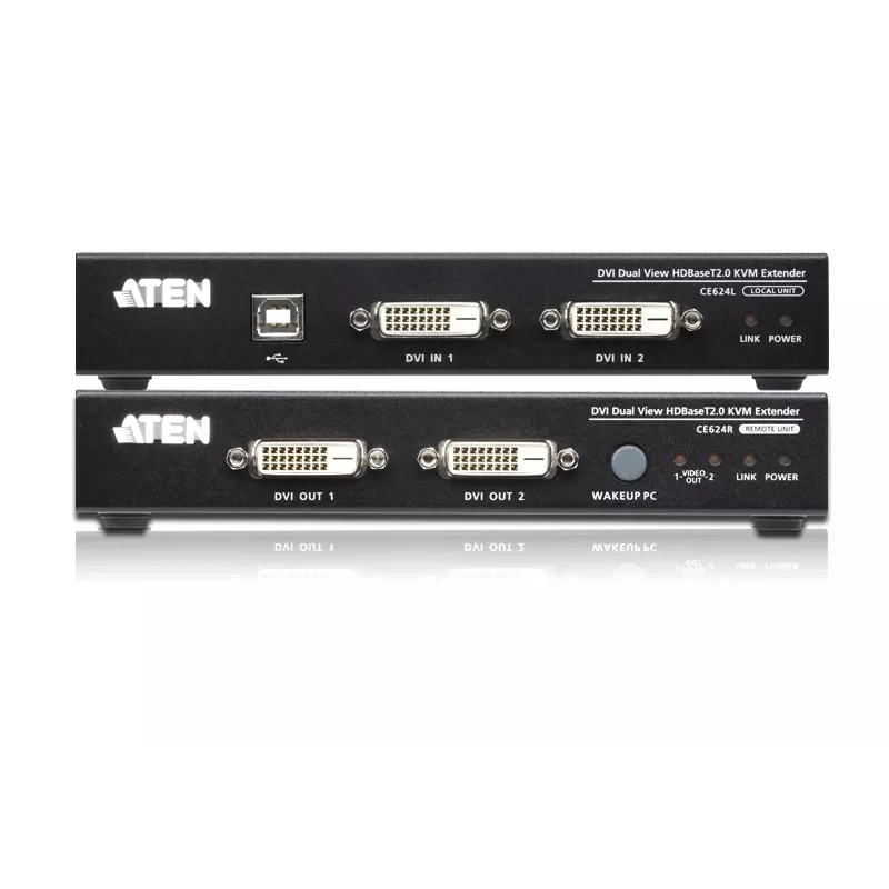 ATEN USB 2.0 DVI Dual View HDBase T2.0 KVM Extender with Audio and RS232 (150m)