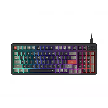 Keyboard MSI Forge GK110 — Full-size (100%), USB wired, QWERTY US English, Membrane, RGB backlight, 97 keys, Black