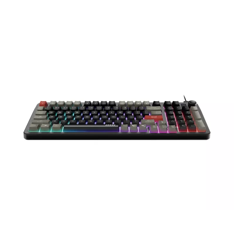 Keyboard MSI Forge GK110 — Full-size (100%), USB wired, QWERTY US English, Membrane, RGB backlight, 97 keys, Black