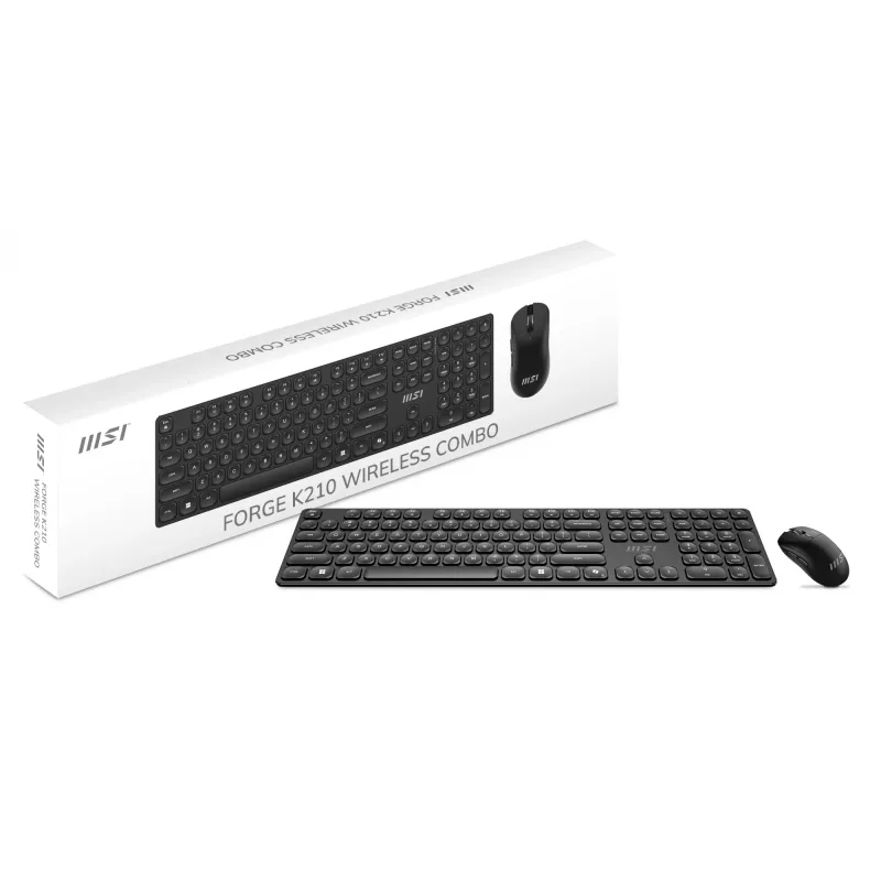 MSI FORGE K210 WIRELESS COMBO keyboard Mouse included Home/Office USB QWERTY US English Black