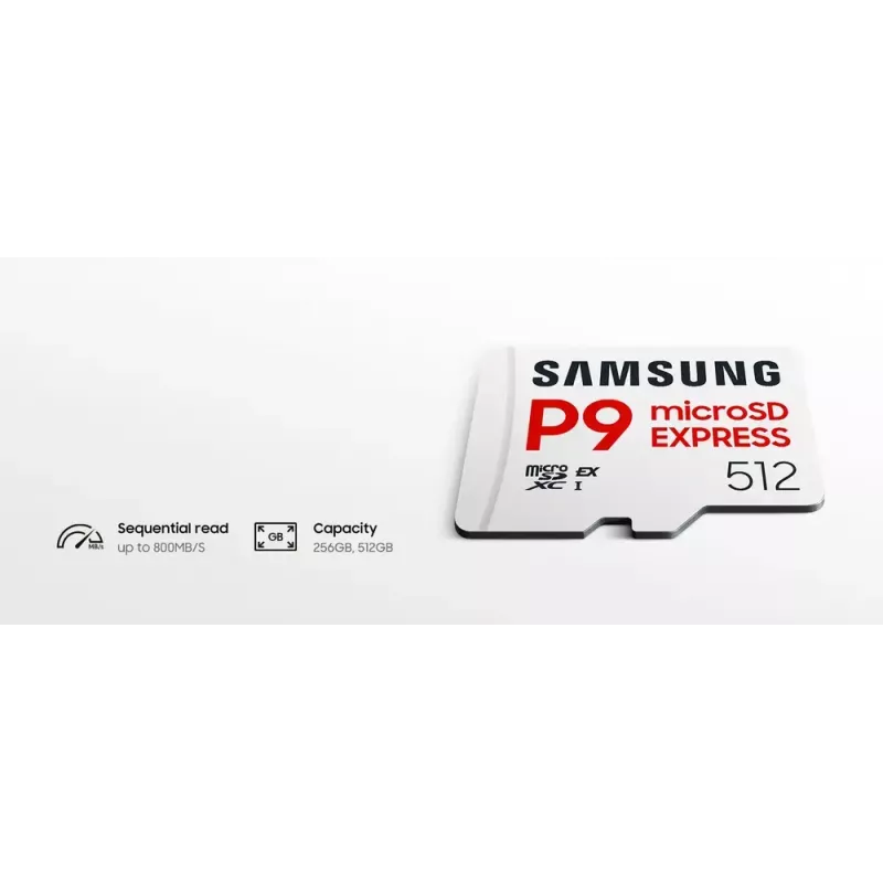 microSDXC memory card Samsung P9 Express 256 GB — UHS-I, read 800 MB/s, V30, U1, durable
