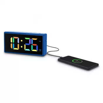 Digital alarm clock Hama Ibiza Blue LCD Battery USB 150x34x73mm