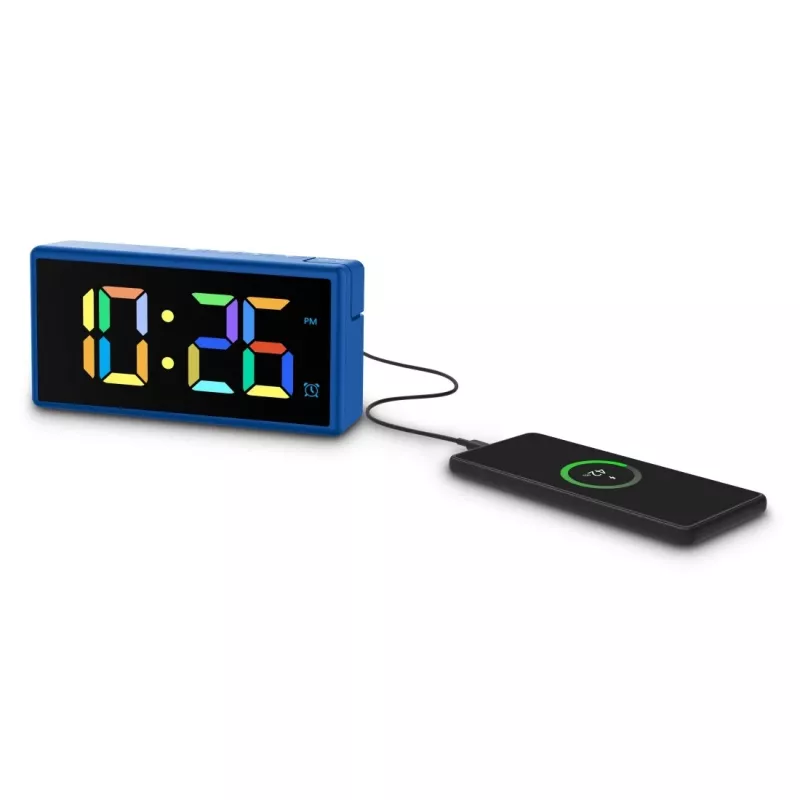 Digital alarm clock Hama Ibiza Blue LCD Battery USB 150x34x73mm