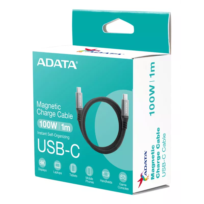 USB C to USB C data cable ADATA CACCU3-100W-100AN-BK — USB 3.2 Gen 2 (10 Gbit/s), 1 m, Black