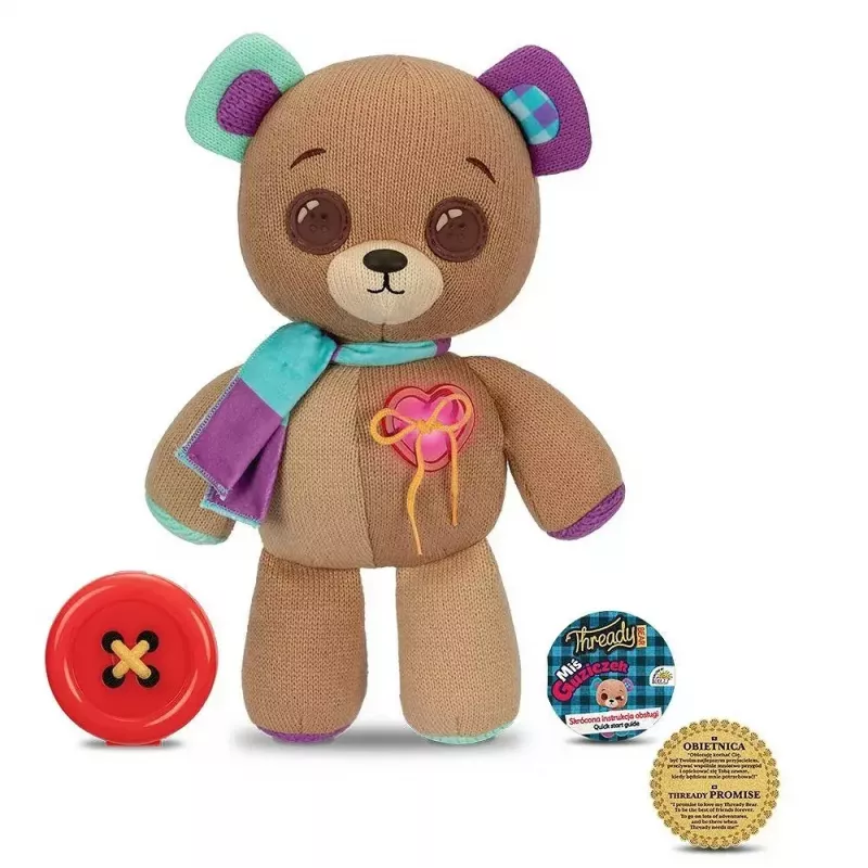 Plush interactive mascot Cobi Thready Bear — motion-activated toy with sound and sensors