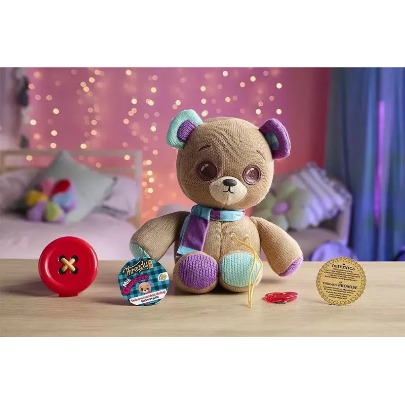 Plush interactive mascot Cobi Thready Bear — motion-activated toy with sound and sensors