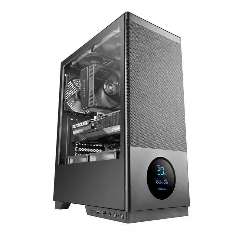 TACENS computer case 2SAGITTA20 Midi Tower, tempered glass, ATX/Micro-ITX/Mini-ITX, 1x3.5 inch + 2x2.5 inch, LED, fans included