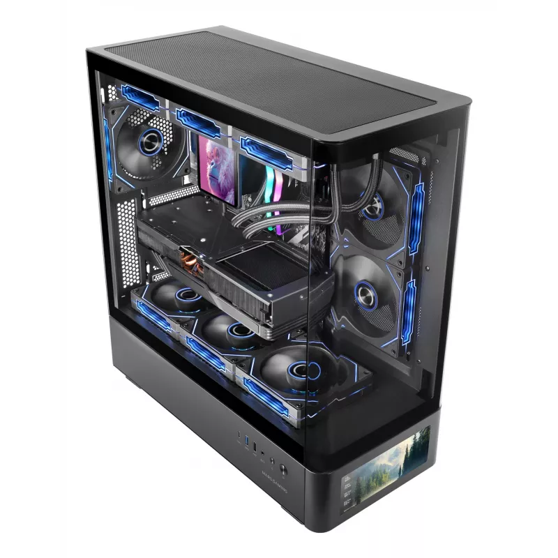 PC Case TACENS Mars Gaming MCLCDPRO Midi Tower — Black, IPS 7.2 inch Display, Bottom PSU, ATX/Micro‑ATX/Mini‑ITX support