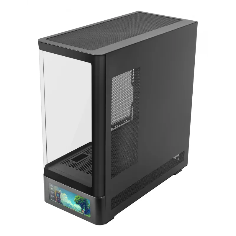 PC Case TACENS Mars Gaming MCLCDPRO Midi Tower — Black, IPS 7.2 inch Display, Bottom PSU, ATX/Micro‑ATX/Mini‑ITX support
