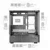 PC Case TACENS Mars Gaming MCLCDPRO Midi Tower — Black, IPS 7.2 inch Display, Bottom PSU, ATX/Micro‑ATX/Mini‑ITX support