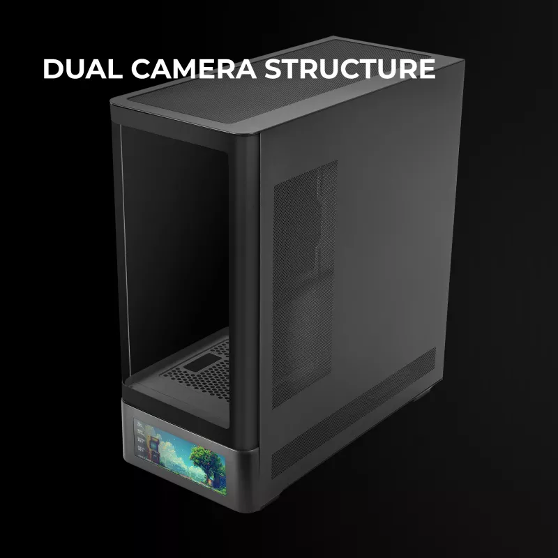 PC Case TACENS Mars Gaming MCLCDPRO Midi Tower — Black, IPS 7.2 inch Display, Bottom PSU, ATX/Micro‑ATX/Mini‑ITX support