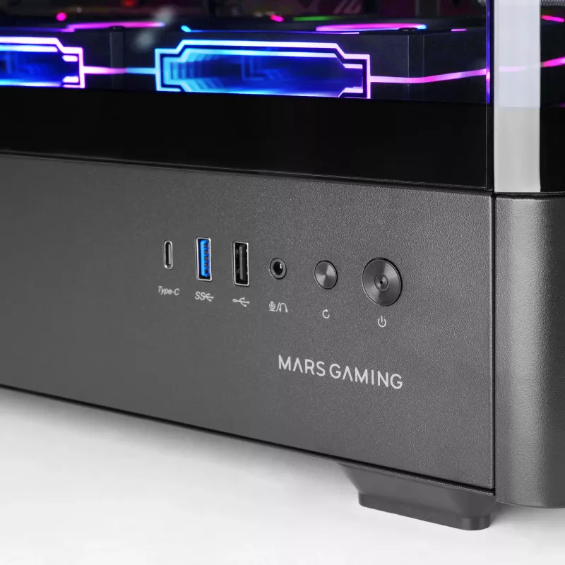 PC Case TACENS Mars Gaming MCLCDPRO Midi Tower — Black, IPS 7.2 inch Display, Bottom PSU, ATX/Micro‑ATX/Mini‑ITX support