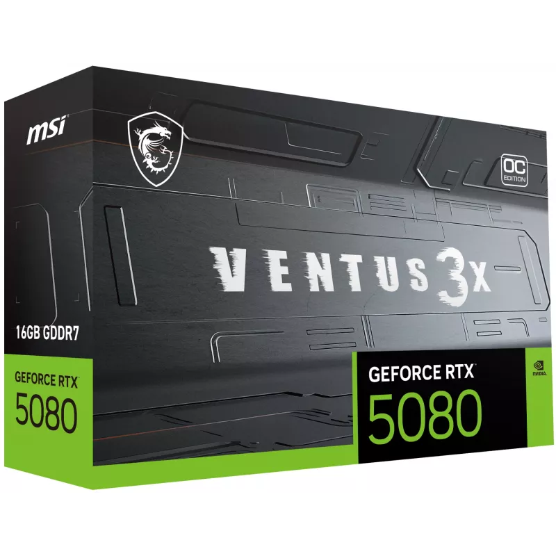 Graphics Card MSI GeForce RTX 5080 16 GB GDDR7, PCIe 5.0, 256-bit, 303×121×49 mm, 360 W
