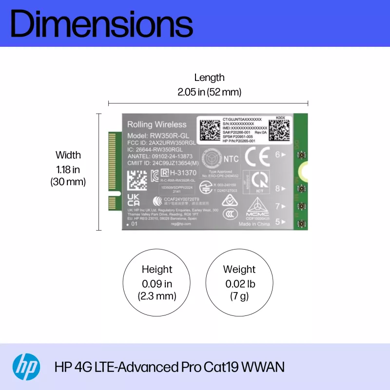 HP 4G LTE-Advanced Pro Cat19 WWAN Internal Wireless Module B8BD3AA
