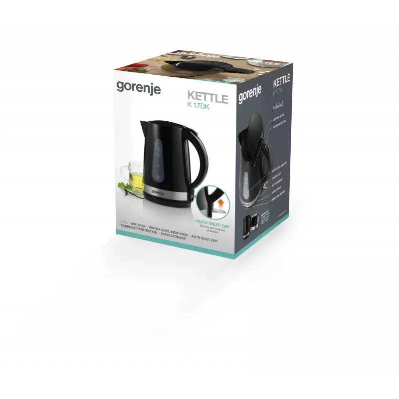 Electric kettle Gorenje K17BK — 1.7 L, 2200 W, Black