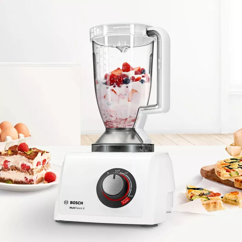 Food processor Bosch MC812W501 — 1000 W, 3.9 L bowl, white, stainless steel blades