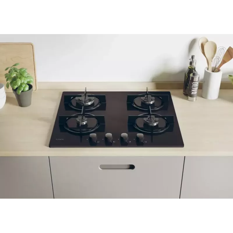 Candy CVW6BB hob Black Built-in 59.5 cm Gas 4 zone(s)