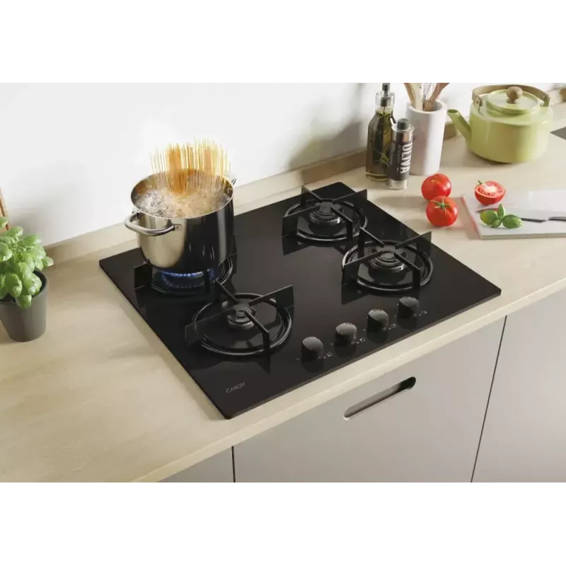 Candy CVW6BB hob Black Built-in 59.5 cm Gas 4 zone(s)