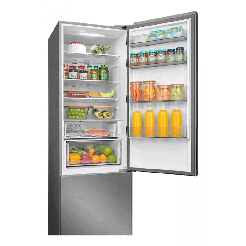 Freestanding fridge-freezer Midea MDRB600MME46, 443 L total, 313 L fridge (No Frost), 130 L freezer, E class, stainless steel