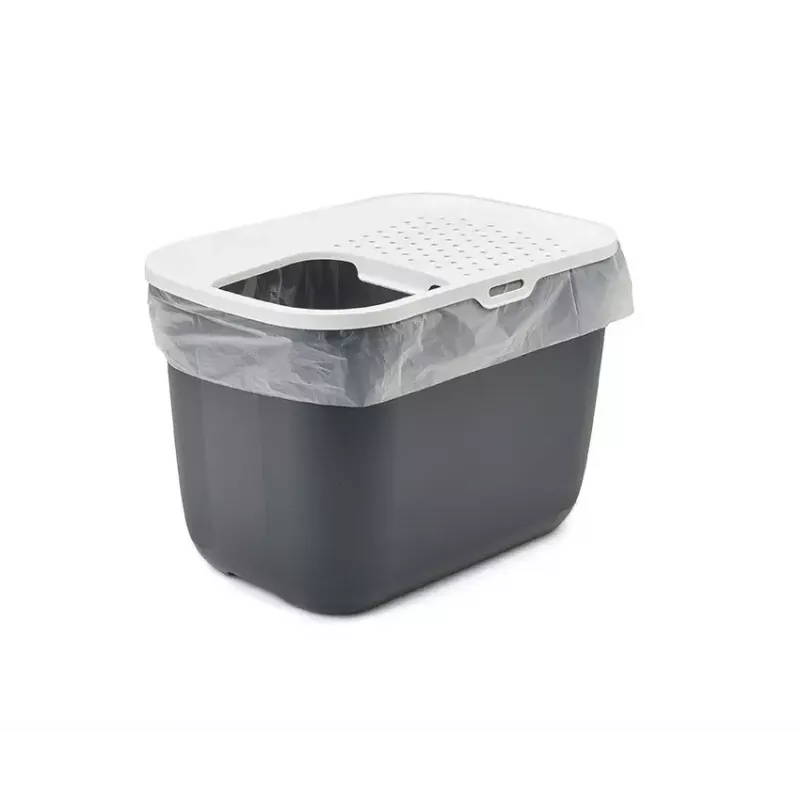 Top-entry litter box Savic Hop In, plastic, anthracite/white, 585×390×395 mm