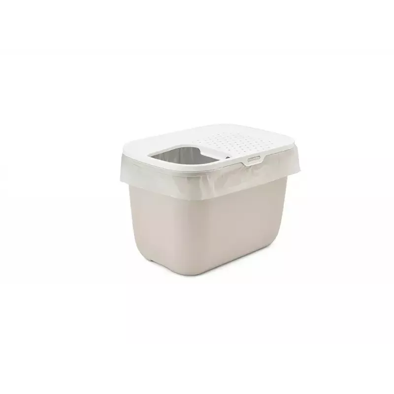 Top-entry litter box Savic Hop In, plastic, beige/white, 585×390×395 mm