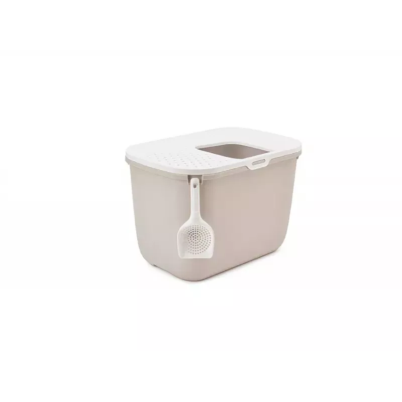 Top-entry litter box Savic Hop In, plastic, beige/white, 585×390×395 mm