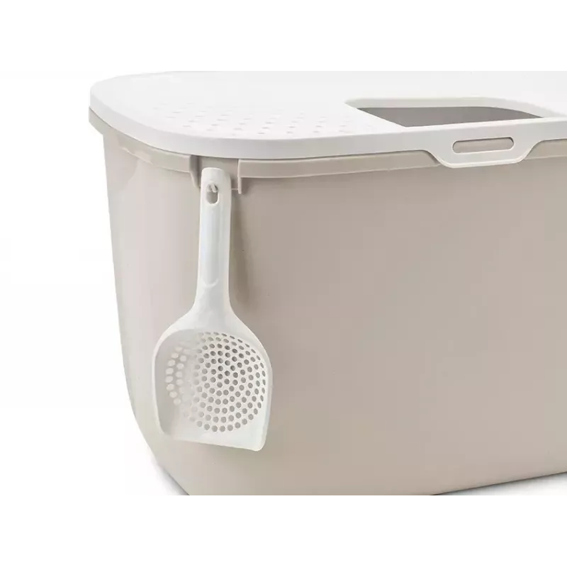Top-entry litter box Savic Hop In, plastic, beige/white, 585×390×395 mm