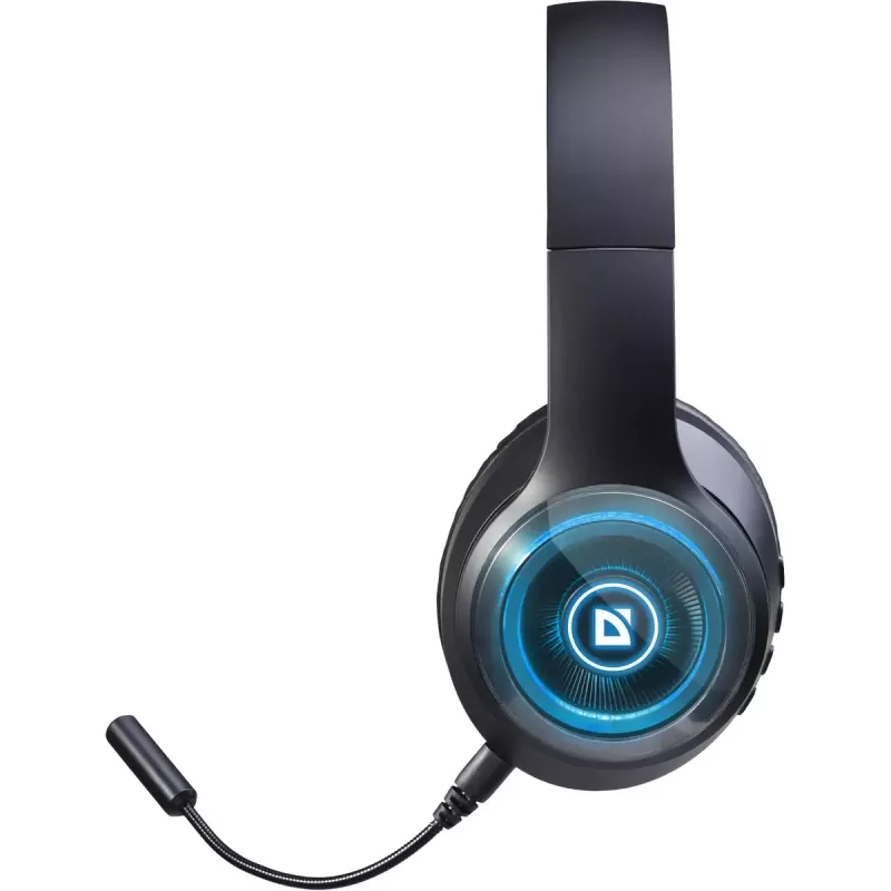 Headset DEFENDER FreeMotion B400 — wired & wireless, USB-C, AUX, closed supraaural headphones, 20–20000 Hz, 118 dB, LED backlight, black