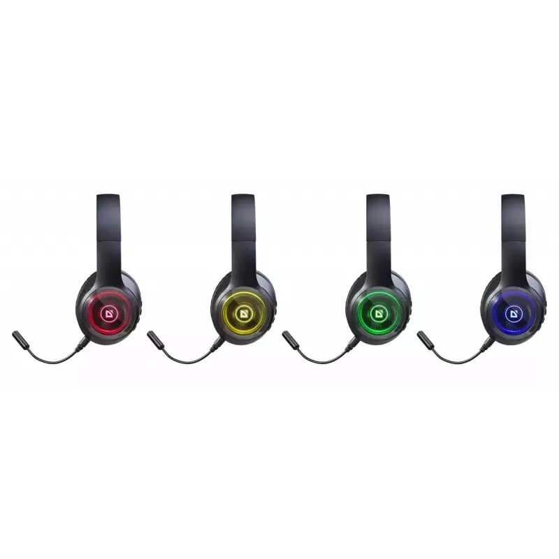 Headset DEFENDER FreeMotion B400 — wired & wireless, USB-C, AUX, closed supraaural headphones, 20–20000 Hz, 118 dB, LED backlight, black