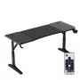 Gaming desk huzaro Hero 4.6 RGB — black rectangular top 1600×600 mm, height 560–790 mm, H-legs, RGB backlighting