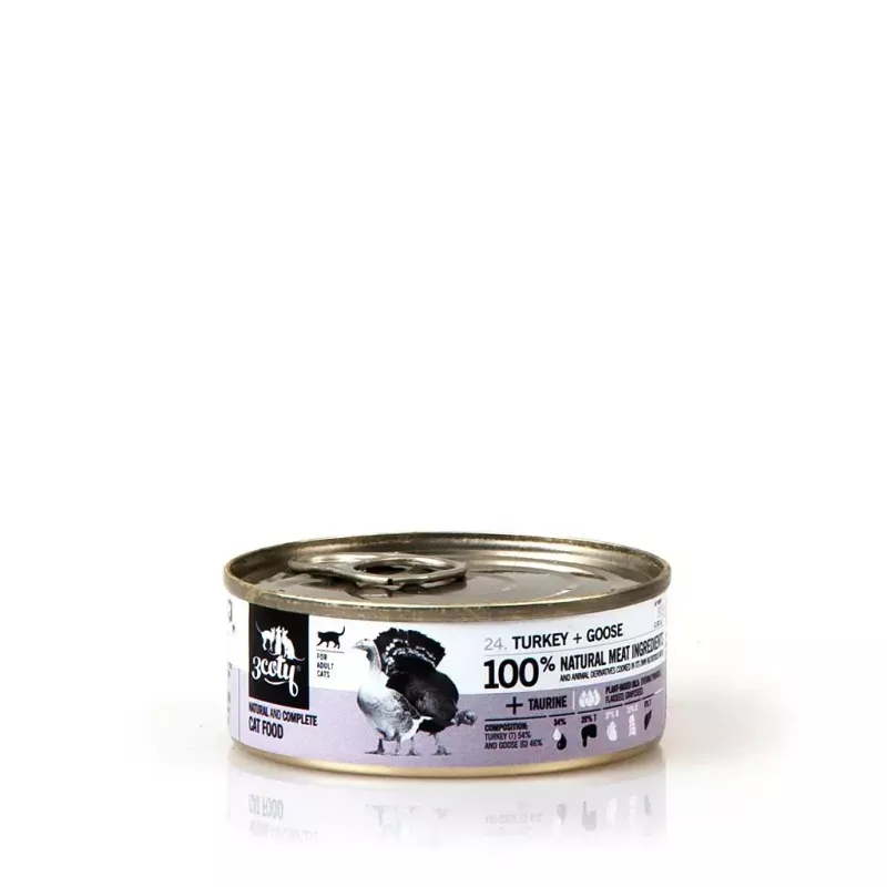 3coty Turkey with Goose Wet Cat Food for Adult Cats, 80 g