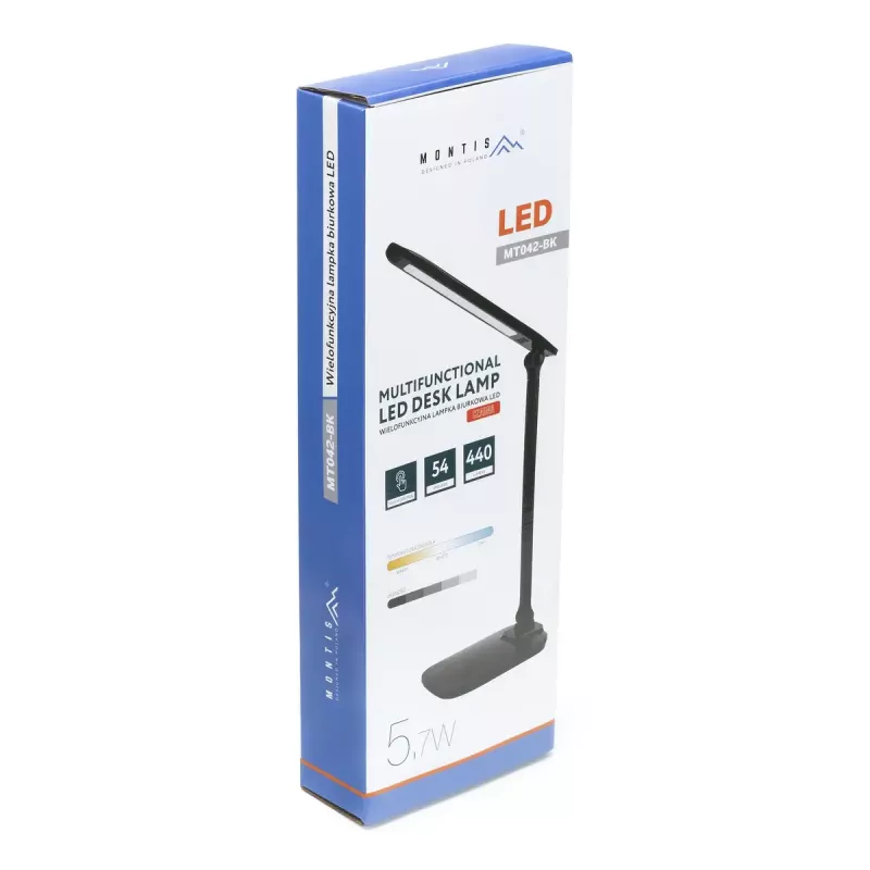 Desk lamp MONTIS MT042-BK, LED 5.7W, dimmable, 440 lm, 3000–5400K, black, 410×144×58 mm