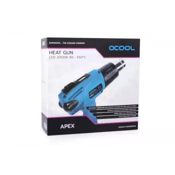 Hot air gun Alphacool 10178 650 °C 2000 W Black Blue