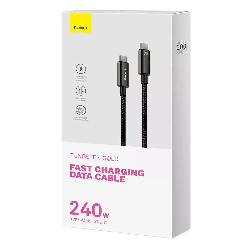 USB-C to USB-C cable Baseus Tungsten Gold 240W 3m